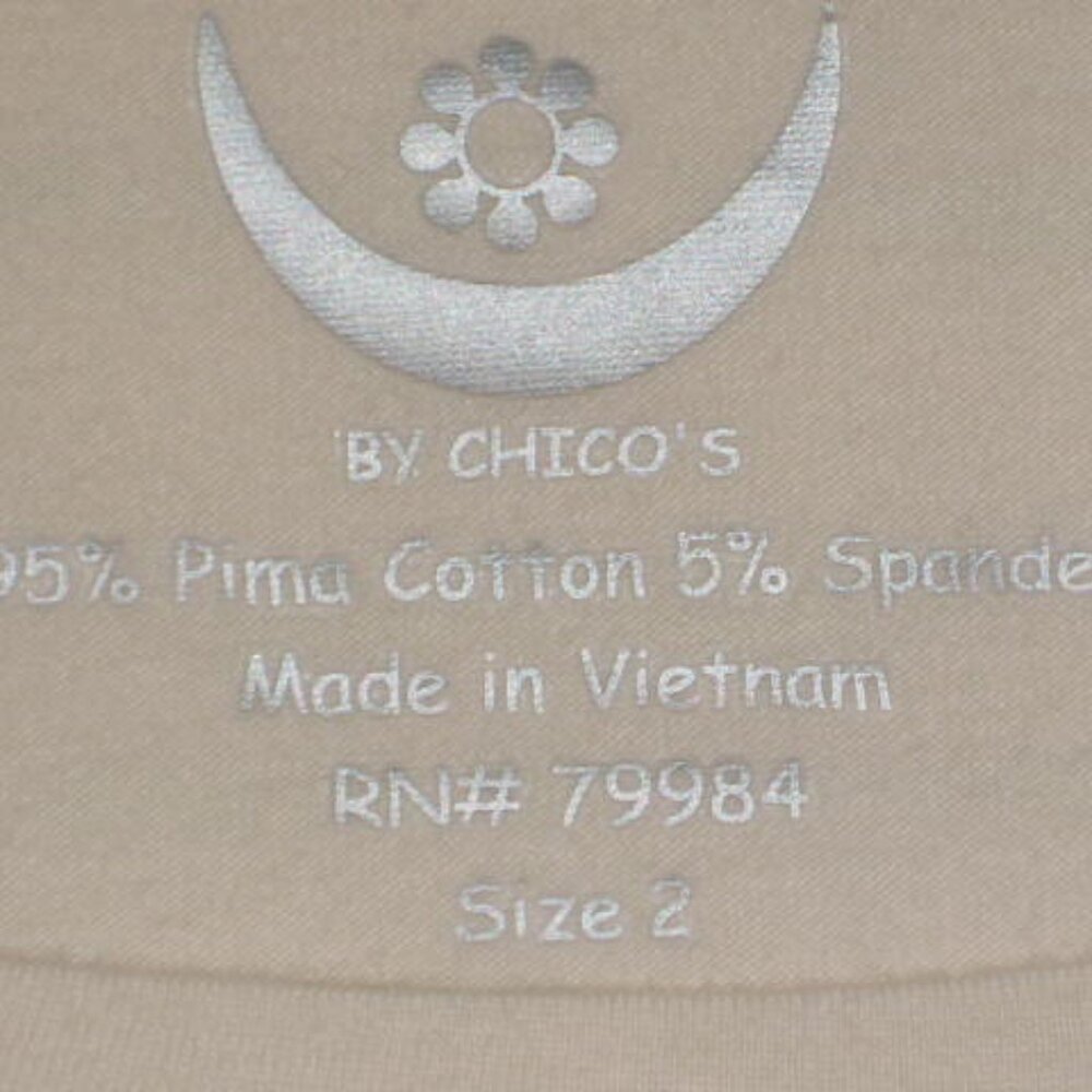 Zenergy Chicos Size 2 L Cotton Blend Gold Tan Metallic Foil 3/4 Sleeve Excellent - Picture 4 of 6